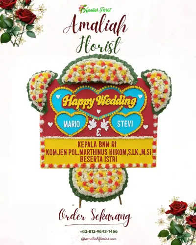 Karangan Papan Bunga Pernikahan di Srimulyo